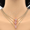 Oro Laminado Pendant Necklace, Gold Filled Style with Pink Crystal, Polished, Golden Finish, 04.179.0009.16
