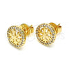 Oro Laminado Stud Earring, Gold Filled Style with White Cubic Zirconia, Polished, Golden Finish, 02.166.0003