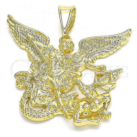 Oro Laminado Religious Pendant, Gold Filled Style Polished, Golden Finish, 05.253.0080