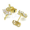 Oro Laminado Stud Earring, Gold Filled Style with White Cubic Zirconia, Polished, Golden Finish, 02.345.0003.1