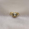 Oro Laminado Multi Stone Ring, Gold Filled Style Teddy Bear Design, with White Micro Pave and Black Cubic Zirconia, Polished, Golden Finish, 01.341.0114