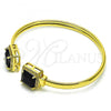 Oro Laminado Individual Bangle, Gold Filled Style with Black Cubic Zirconia and White Micro Pave, Polished, Golden Finish, 07.381.0002.5
