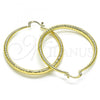 Oro Laminado Large Hoop, Gold Filled Style Hollow Design, Diamond Cutting Finish, Golden Finish, 02.213.0439.50
