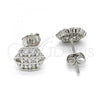 Sterling Silver Stud Earring, with White Cubic Zirconia, Polished, Rhodium Finish, 02.285.0022