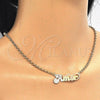 Oro Laminado Pendant Necklace, Gold Filled Style Nameplate Design, Polished, Tricolor, 04.63.1387.1.18