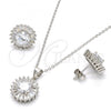 Sterling Silver Earring and Pendant Adult Set, with White Cubic Zirconia, Polished, Rhodium Finish, 10.286.0024