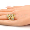 Oro Laminado Multi Stone Ring, Gold Filled Style with White Crystal, Polished, Golden Finish, 01.241.0044.08 (Size 8)