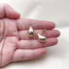 Oro Laminado Stud Earring, Gold Filled Style Teardrop and Hollow Design, Polished, Golden Finish, 02.283.0200