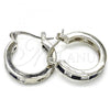 Rhodium Plated Small Hoop, with Sapphire Blue and White Cubic Zirconia, Polished, Rhodium Finish, 02.210.0294.7.20
