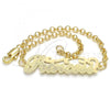 Oro Laminado Fancy Bracelet, Gold Filled Style Nameplate Design, Polished, Golden Finish, 03.63.1981.08