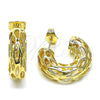 Oro Laminado Small Hoop, Gold Filled Style Hollow and Filigree Design, Polished, Golden Finish, 02.163.0359.25