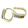 Oro Laminado Small Hoop, Gold Filled Style with Multicolor Cubic Zirconia, Polished, Golden Finish, 02.210.0349.15