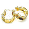 Oro Laminado Small Hoop, Gold Filled Style with Black and White Cubic Zirconia, Polished, Golden Finish, 02.210.0302.3.20