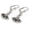 Rhodium Plated Long Earring, with Black Cubic Zirconia and White Micro Pave, Polished, Rhodium Finish, 02.236.0012.6