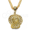 Oro Laminado Religious Pendant, Gold Filled Style Jesus Design, Diamond Cutting Finish, Golden Finish, 5.186.004