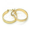 Oro Laminado Small Hoop, Gold Filled Style Greek Key Design, Polished, Golden Finish, 02.261.0012.20