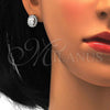 Sterling Silver Earring and Pendant Adult Set, with White Cubic Zirconia, Polished, Rhodium Finish, 10.174.0273