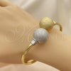 Oro Laminado Individual Bangle, Gold Filled Style Ball Design, Matte Finish, Two Tone, 07.383.0001