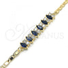 Oro Laminado Fancy Bracelet, Gold Filled Style with Sapphire Blue and White Cubic Zirconia, Polished, Golden Finish, 03.63.2002.2.08