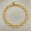 Oro Laminado Fancy Anklet, Gold Filled Style Puff Mariner Design, Polished, Golden Finish, 04.63.1311.08