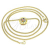 Oro Laminado Pendant Necklace, Gold Filled Style with Multicolor Micro Pave, Polished, Golden Finish, 04.156.0338.3.20