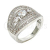Rhodium Plated Multi Stone Ring, with White Cubic Zirconia and White Micro Pave, Polished, Rhodium Finish, 01.217.0001.1.08 (Size 8)