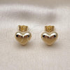 Oro Laminado Stud Earring, Gold Filled Style Heart Design, Polished, Golden Finish, 02.202.0014