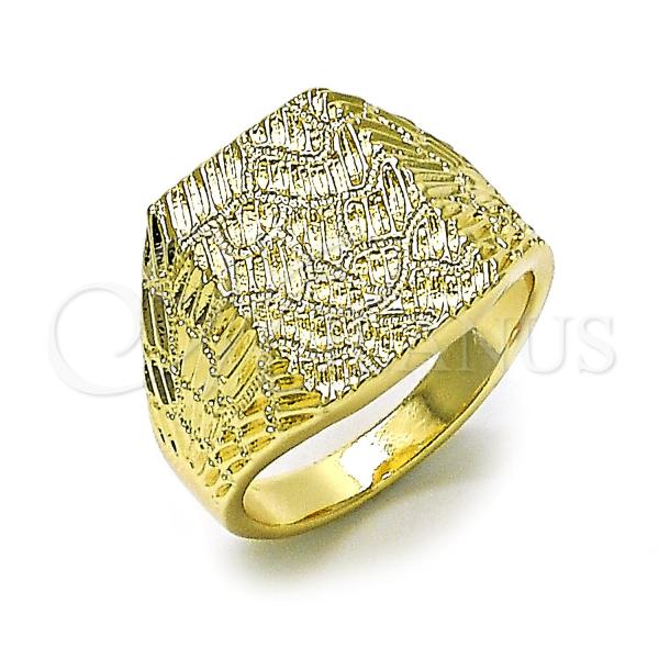 Oro Laminado Mens Ring, Gold Filled Style Diamond Cutting Finish, Golden Finish, 01.411.0006.12