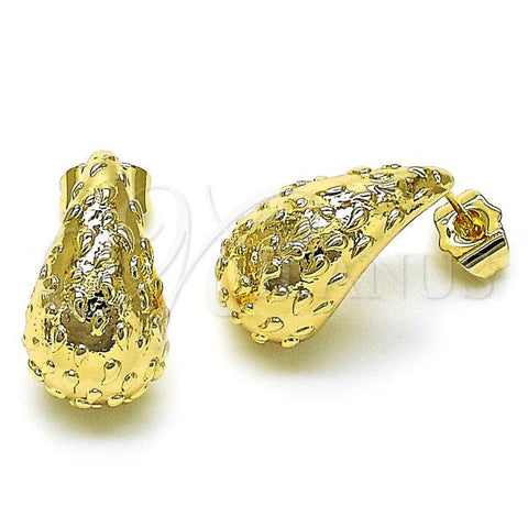 Oro Laminado Stud Earring, Gold Filled Style Teardrop Design, Polished, Golden Finish, 02.170.0446