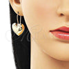 Oro Laminado Stud Earring, Gold Filled Style Heart and Hollow Design, Polished, Golden Finish, 02.163.0360