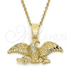 Oro Laminado Fancy Pendant, Gold Filled Style Eagle Design, Diamond Cutting Finish, Golden Finish, 5.182.006