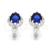 Sterling Silver Huggie Hoop, Heart Design, with Sapphire Blue and White Cubic Zirconia, Polished,, 02.186.0061.15