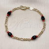 Oro Laminado Fancy Bracelet, Gold Filled Style with Black Crystal, Polished, Golden Finish, 03.64.0132.07