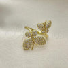 Oro Laminado Multi Stone Ring, Gold Filled Style Butterfly Design, with White Micro Pave, Polished, Golden Finish, 01.341.0052