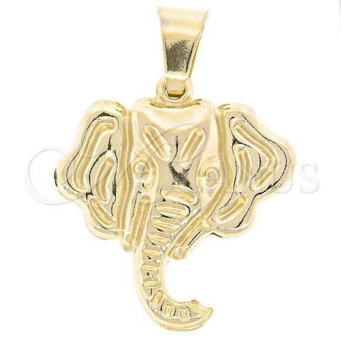 Oro Laminado Fancy Pendant, Gold Filled Style Elephant Design, Golden Finish, 45.006