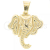 Oro Laminado Fancy Pendant, Gold Filled Style Elephant Design, Golden Finish, 45.006