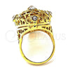 Oro Laminado Multi Stone Ring, Gold Filled Style with White Crystal, Polished, Golden Finish, 01.118.0021.09 (Size 9)