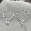 Sterling Silver Small Hoop, Star Design, with White Cubic Zirconia, Polished, Silver Finish, 02.402.0044.25