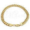 Gold Tone Basic Bracelet, Pave Cuban Design, Polished, Golden Finish, 04.242.0039.08GT