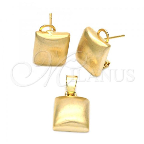 Oro Laminado Earring and Pendant Adult Set, Gold Filled Style Golden Finish, 5.053.005