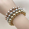 Oro Laminado Trio Bangle, Gold Filled Style Ball and Hollow Design, Polished, Tricolor, 07.282.0027