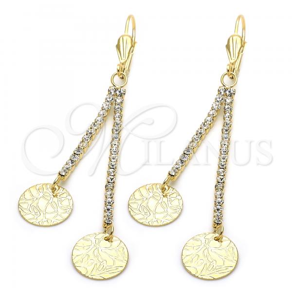 Oro Laminado Long Earring, Gold Filled Style with White Cubic Zirconia, Golden Finish, 5.111.009