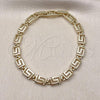 Oro Laminado Solid Bracelet, Gold Filled Style Greek Key Design, Polished, Golden Finish, 03.213.0379.07