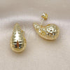 Oro Laminado Stud Earring, Gold Filled Style Teardrop Design, Polished, Golden Finish, 02.260.0023