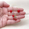 Oro Laminado Earring and Pendant Adult Set, Gold Filled Style Cherry and Ball Design, with Garnet Pearl, Polished, Golden Finish, 10.417.0023