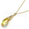 Oro Laminado Pendant Necklace, Gold Filled Style Teardrop and Rolo Design, with Luminous Green and Aurore Boreale Swarovski Crystals, Polished, Golden Finish, 04.239.0037.6.16