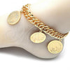 Oro Laminado Charm Anklet , Gold Filled Style Curb Design, Polished, Golden Finish, 03.331.0128.10