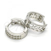 Sterling Silver Huggie Hoop, with White Cubic Zirconia, Polished, Rhodium Finish, 02.286.0004.15