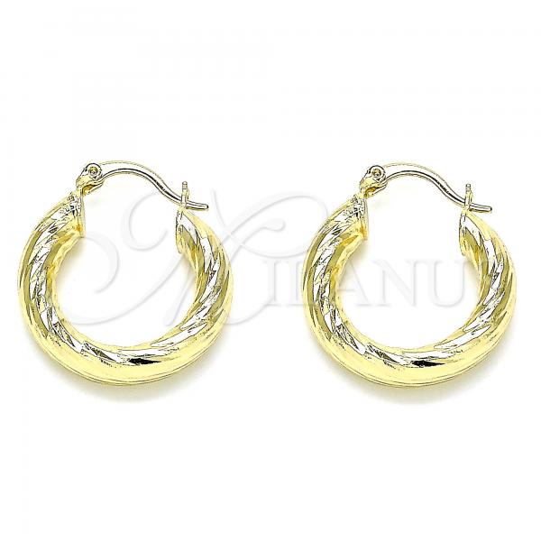 Oro Laminado Small Hoop, Gold Filled Style Diamond Cutting Finish, Golden Finish, 02.213.0311.25