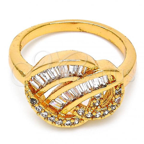Oro Laminado Multi Stone Ring, Gold Filled Style with White Cubic Zirconia, Polished, Golden Finish, 01.99.0016.07 (Size 7)